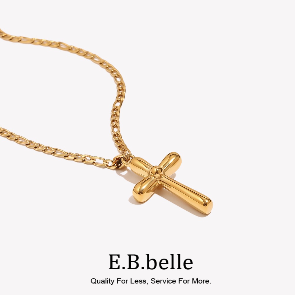 Birth Flower Necklace - E.B.belle 피가로 체인, 심플하고 부드러운 크로스