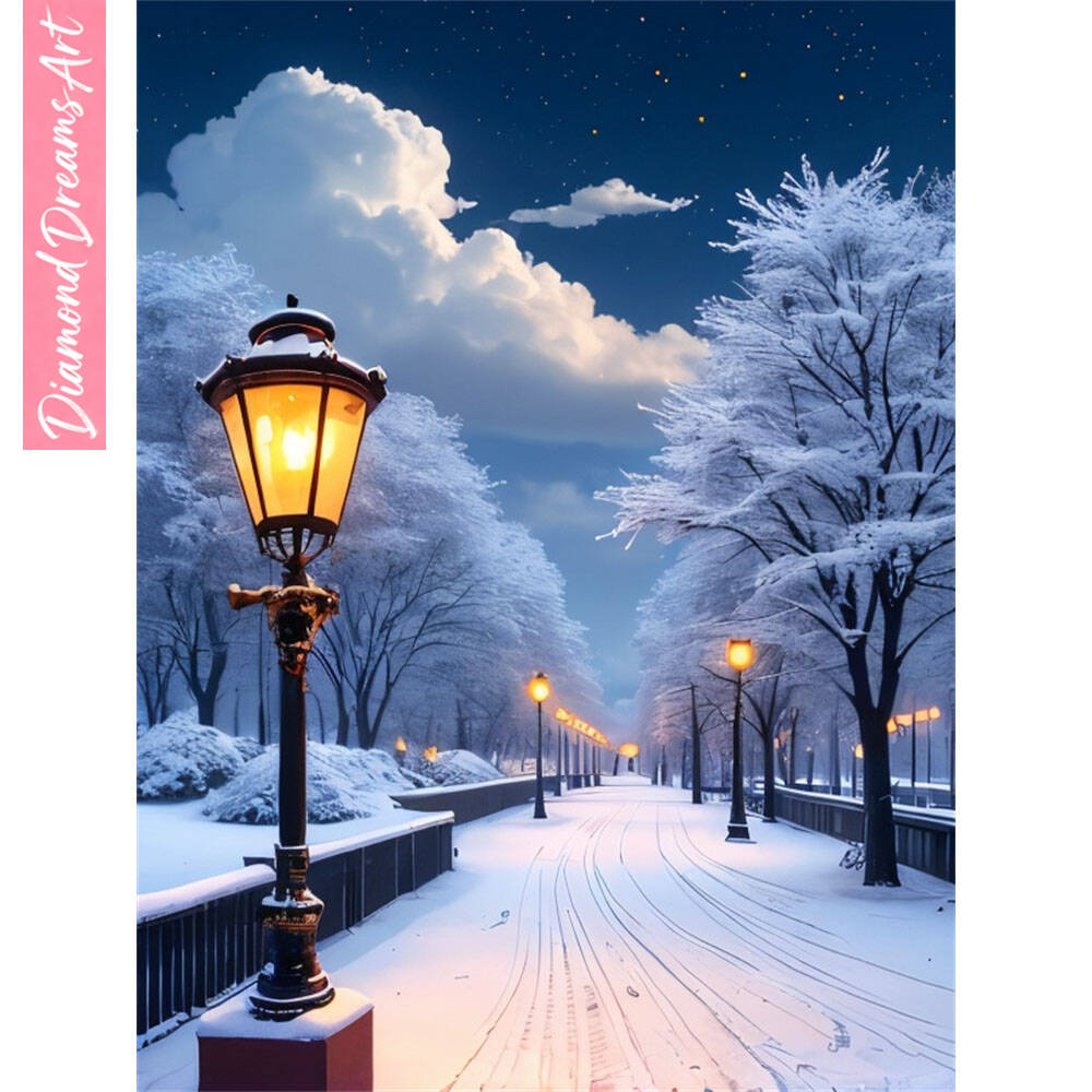 Photo Mosaic Print - 5D DIY 다이아몬드 페인팅 스노우 스트리트